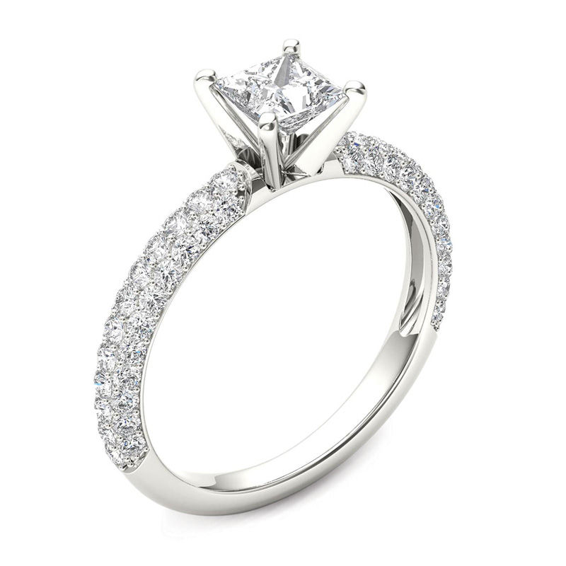 1 CT. T.W. Princess-Cut Diamond Engagement Ring in 14K White Gold