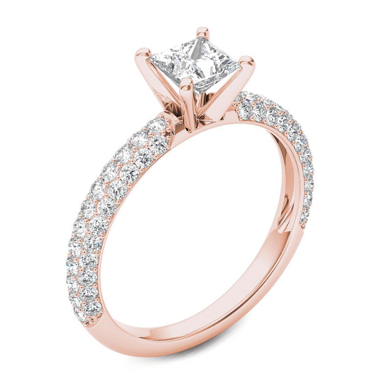 1 CT. T.W. Princess-Cut Diamond Engagement Ring in 14K Rose Gold