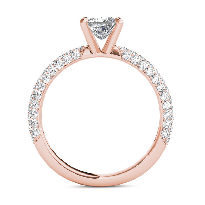 1 CT. T.W. Princess-Cut Diamond Engagement Ring in 14K Rose Gold