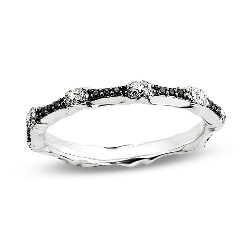 Stackable Expressions™ 1/5 CT. T.W. Enhanced Black and White Diamond Band in Sterling Silver