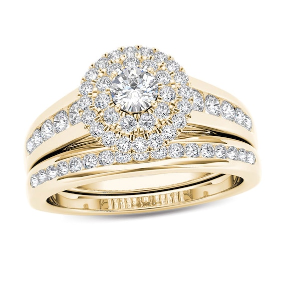 1 CT. T.w. Diamond Double Frame Bridal Set in 14K Gold