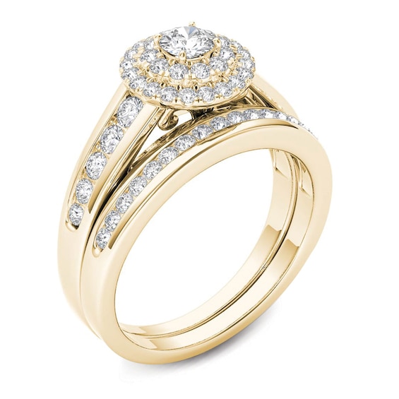 1 CT. T.w. Diamond Double Frame Bridal Set in 14K Gold