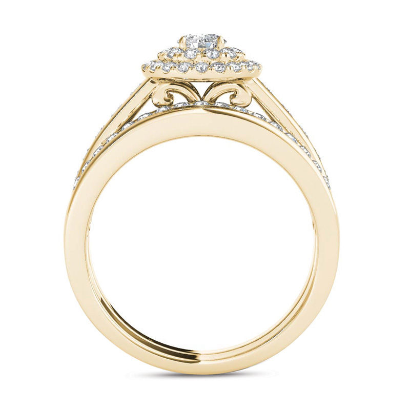 Main Image 3 of 1 CT. T.W. Diamond Double Frame Bridal Set in 14K Gold