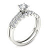 Thumbnail Image 1 of 1 CT. T.W. Diamond Scallop Shank Bridal Set in 14K White Gold