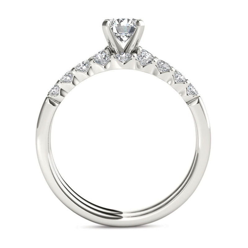 Main Image 3 of 1 CT. T.W. Diamond Scallop Shank Bridal Set in 14K White Gold