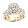 Thumbnail Image 0 of 1 CT. T.W. Diamond Double Frame Multi-Row Bridal Set in 14K Gold