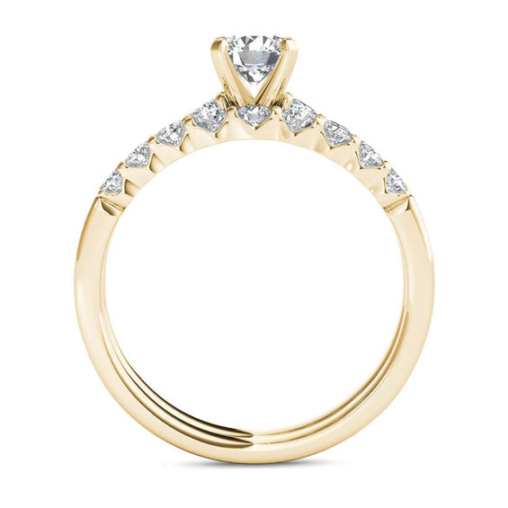 1 CT. T.w. Diamond Scallop Shank Bridal Set in 14K Gold