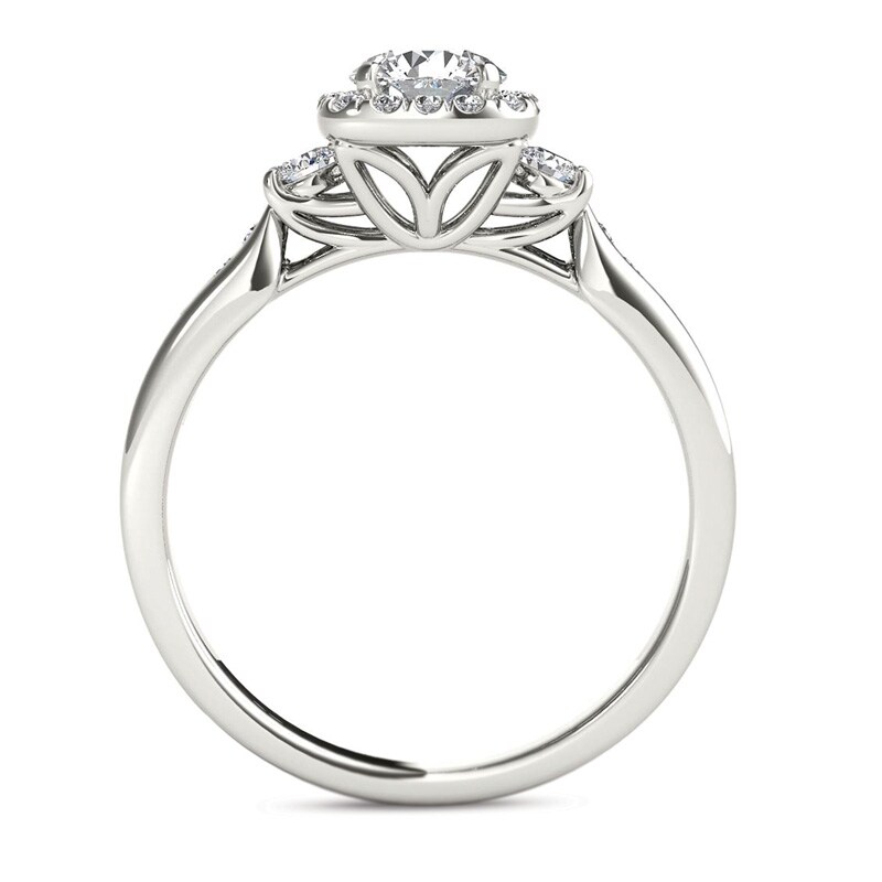 7/8 CT. T.W. Diamond Cushion Frame Engagement Ring in 14K White Gold