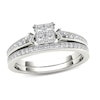 Thumbnail Image 0 of 1 CT. T.W. Quad Princess-Cut Multi-Diamond Bridal Set in 14K White Gold