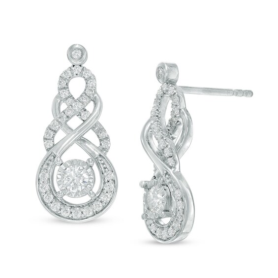 1/2 CT. T.w. Diamond Double Infinity Drop Earrings in 10K White Gold
