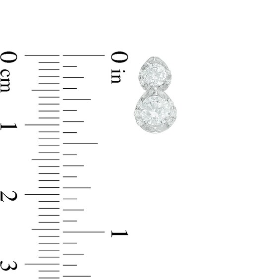 1 CT. T.w. Certified Canadian Diamond Two Stone Drop Earrings in 14K White Gold (I/I2)