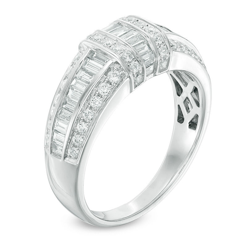 1 CT. T.W. Diamond Three Row Engagement Band in 14K White Gold