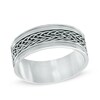 Thumbnail Image 1 of 8.0mm Double Chain Inlay Stainless Steel Wedding Band - Size 10
