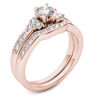 Thumbnail Image 1 of 1 CT. T.W. Diamond Tri-Sides Bridal Set in 14K Rose Gold
