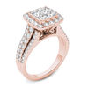 Thumbnail Image 1 of 2 CT. T.W. Quad Princess-Cut Multi-Diamond Frame Engagement Ring in 14K Rose Gold