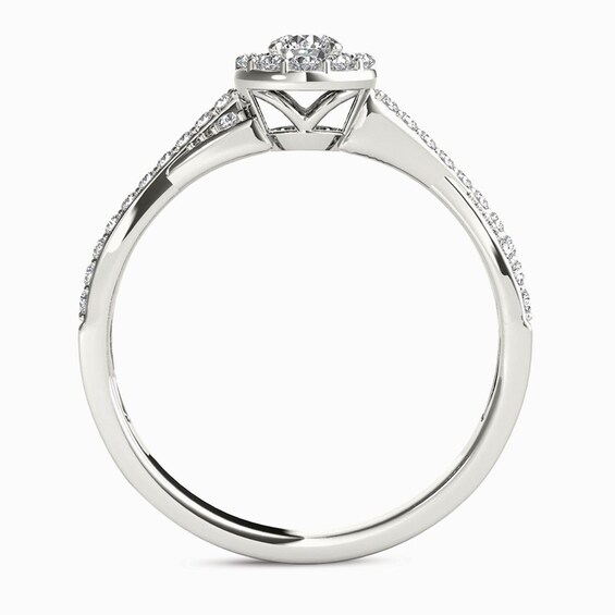 1/2 CT. T.w. Diamond Frame Twist Shank Engagement Ring in 14K White Gold