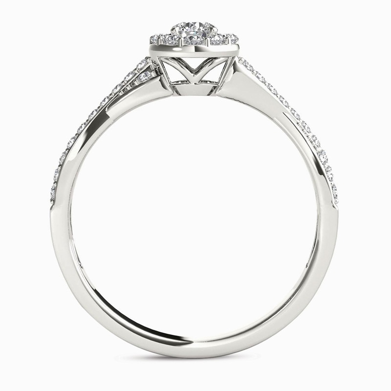 Main Image 3 of 1/2 CT. T.W. Diamond Frame Twist Shank Engagement Ring in 14K White Gold