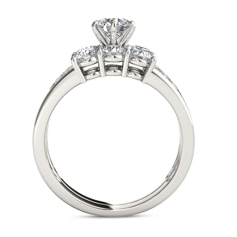 Main Image 3 of 1-1/2 CT. T.W. Diamond Three Stone Bridal Set in 14K White Gold