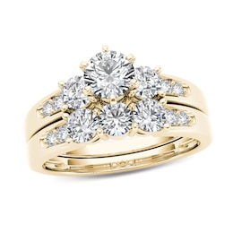 1-1/2 CT. T.W. Diamond Three Stone Bridal Set in 14K Gold