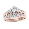 Thumbnail Image 1 of 1-1/2 CT. T.W. Diamond Three Stone Bridal Set in 14K Rose Gold