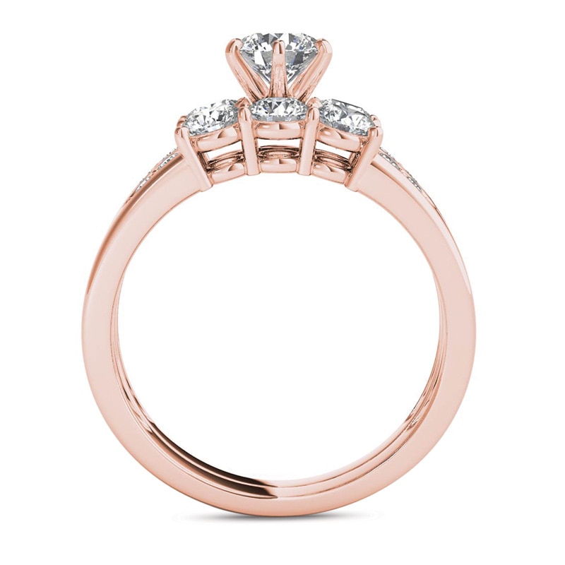 1-1/2 CT. T.W. Diamond Three Stone Bridal Set in 14K Rose Gold