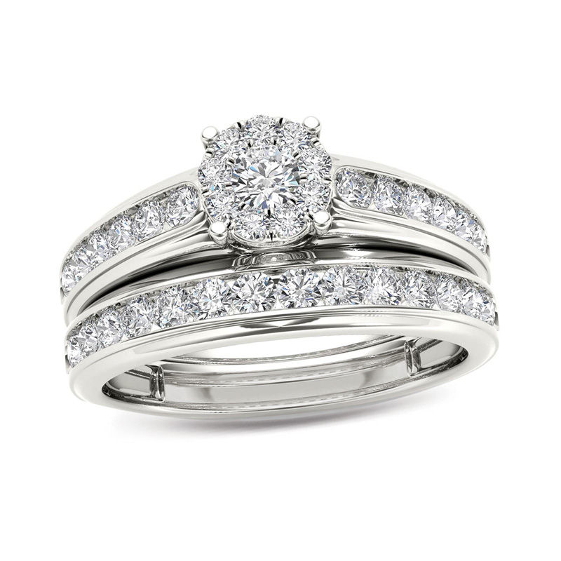 Main Image 1 of 1-1/2  CT. T.W. Diamond Frame Bridal Set in 14K White Gold