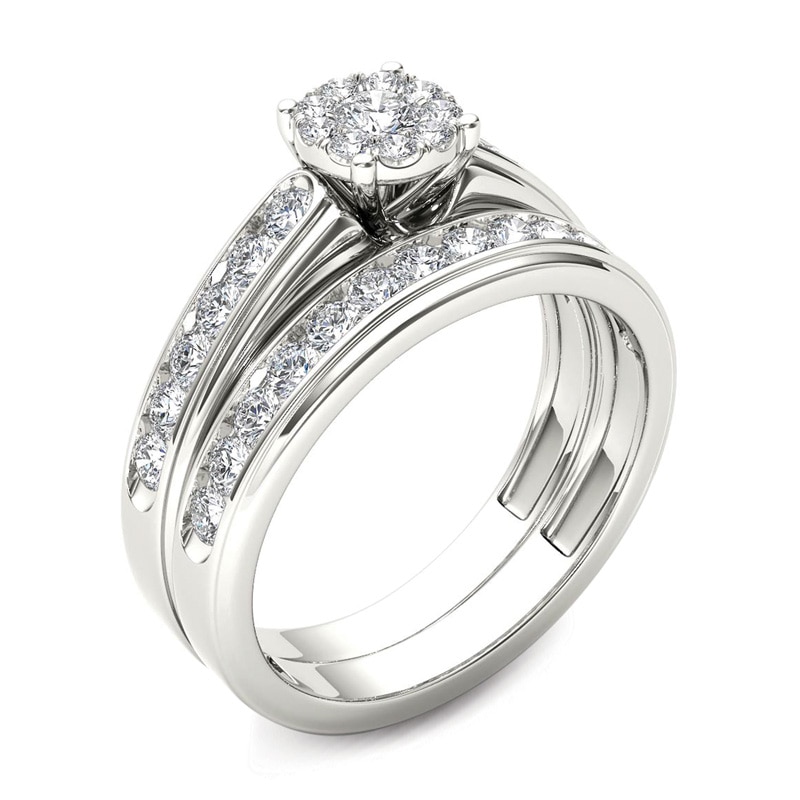 Main Image 2 of 1-1/2  CT. T.W. Diamond Frame Bridal Set in 14K White Gold
