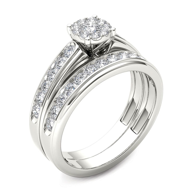 1-1/2  CT. T.W. Diamond Frame Bridal Set in 14K White Gold