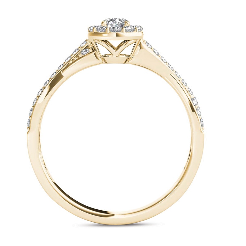 Main Image 3 of 1/2 CT. T.W. Diamond Frame Twist Shank Engagement Ring in 14K Gold