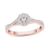 Thumbnail Image 1 of 1/2 CT. T.W. Diamond Frame Twist Shank Engagement Ring in 14K Rose Gold