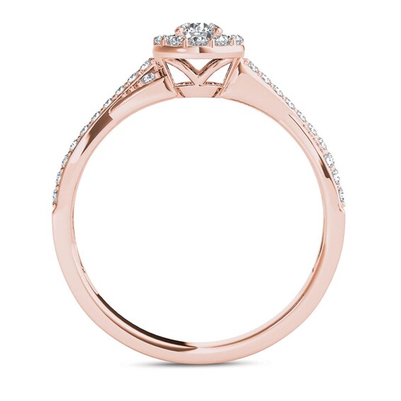 1/2 CT. T.w. Diamond Frame Twist Shank Engagement Ring in 14K Rose Gold