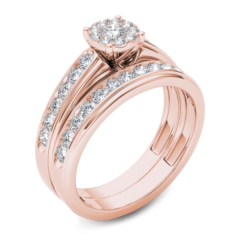 Main Image 2 of 1-1/2  CT. T.W. Diamond Frame Bridal Set in 14K Rose Gold