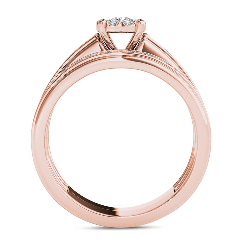 Main Image 3 of 1-1/2  CT. T.W. Diamond Frame Bridal Set in 14K Rose Gold