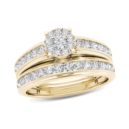 1-1/4 CT. T.W. Diamond Multi-Row Bridal Set in 14K Gold