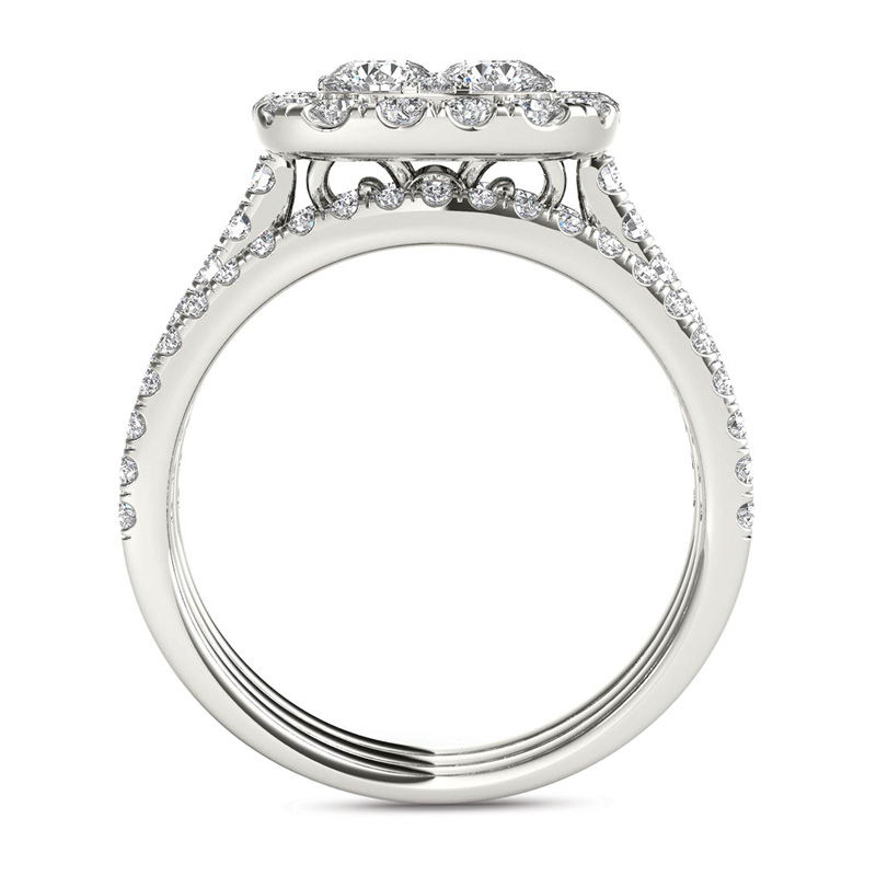 2 CT. T.W. Multi-Diamond Cushion Frame Bridal Set in 14K White Gold | Zales