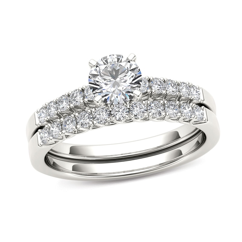 1 CT. T.W. Diamond Overlay Bridal Set in 14K White Gold