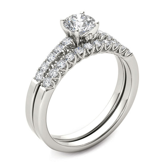 1 CT. T.W. Diamond Overlay Bridal Set in 14K White Gold | Zales
