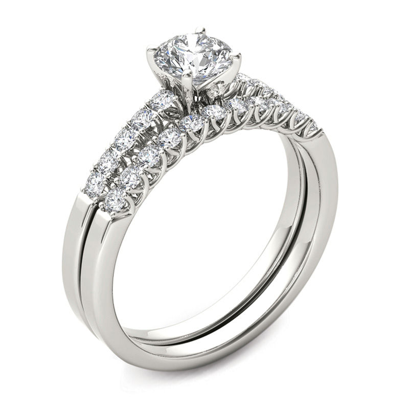 1 CT. T.W. Diamond Overlay Bridal Set in 14K White Gold