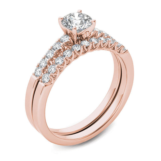 1 CT. T.w. Diamond Bridal Set in 14K Rose Gold