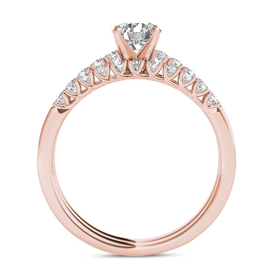 1 CT. T.w. Diamond Bridal Set in 14K Rose Gold