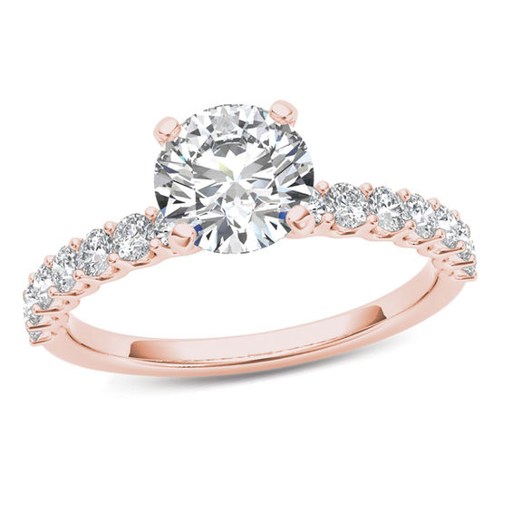 1 CT T W Diamond Engagement  Ring  in 14K Rose  Gold  Rose  