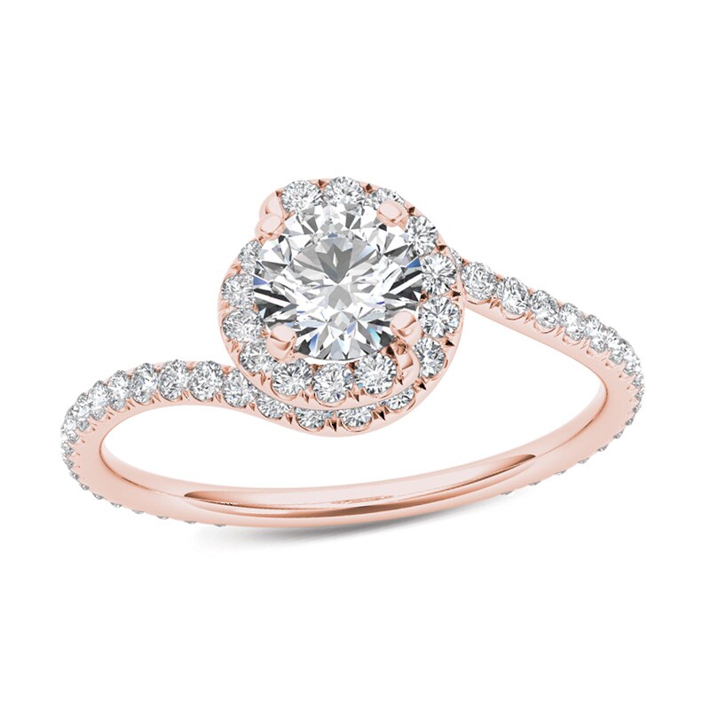 1 CT. T.W. Diamond Bypass Swirl Engagement Ring in 14K Rose Gold