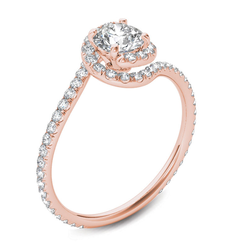 1 CT. T.W. Diamond Bypass Swirl Engagement Ring in 14K Rose Gold