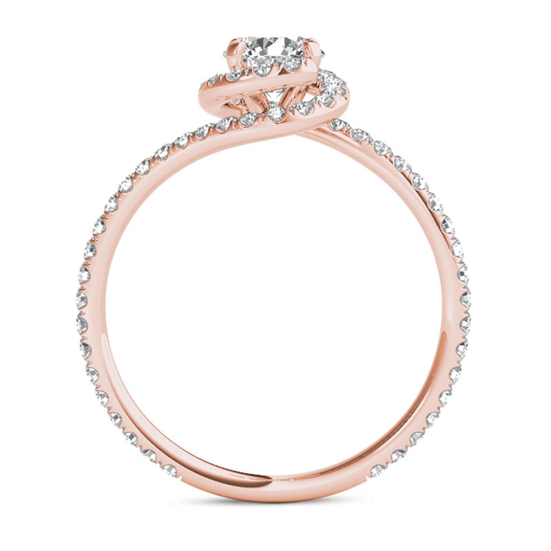 1 CT. T.W. Diamond Bypass Swirl Engagement Ring in 14K Rose Gold