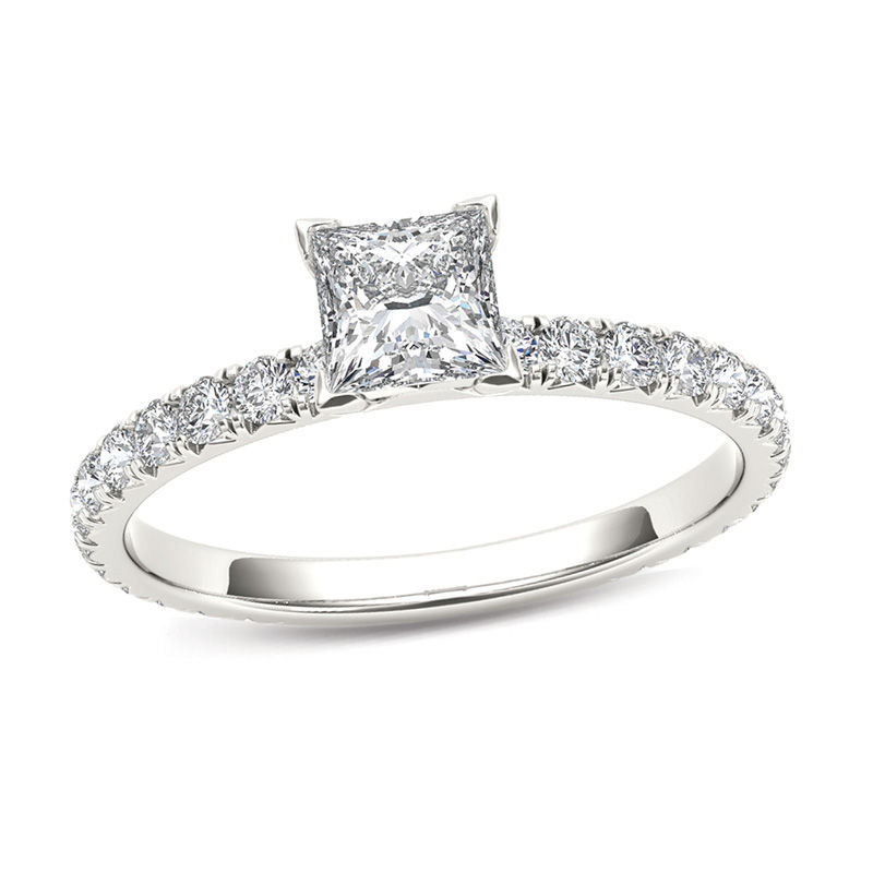 1 CT. T.W. Princess-Cut Diamond Engagement Ring in 14K White Gold