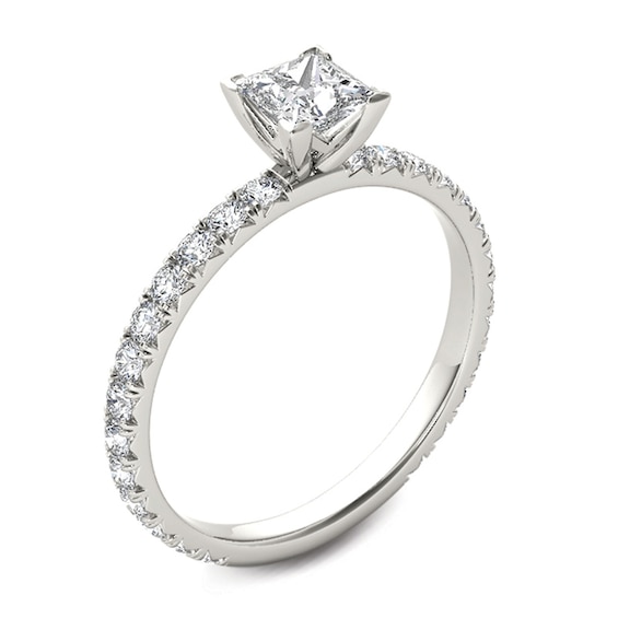 1 CT. T.w. Princess-Cut Diamond Engagement Ring in 14K White Gold
