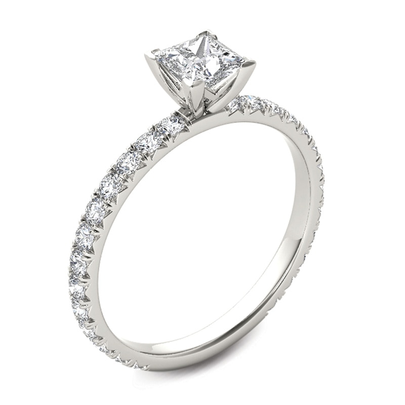 1 CT. T.W. Princess-Cut Diamond Engagement Ring in 14K White Gold