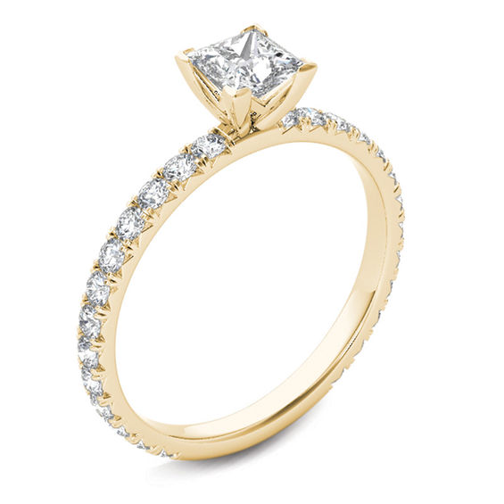 1 CT. T.w. Princess-Cut Diamond Engagement Ring in 14K Gold