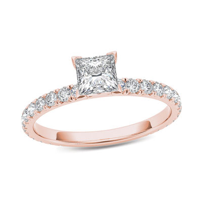 1ct Round Cut Diamond Princess Royal Crown Engagement Ring 14k Rose Gold Finish