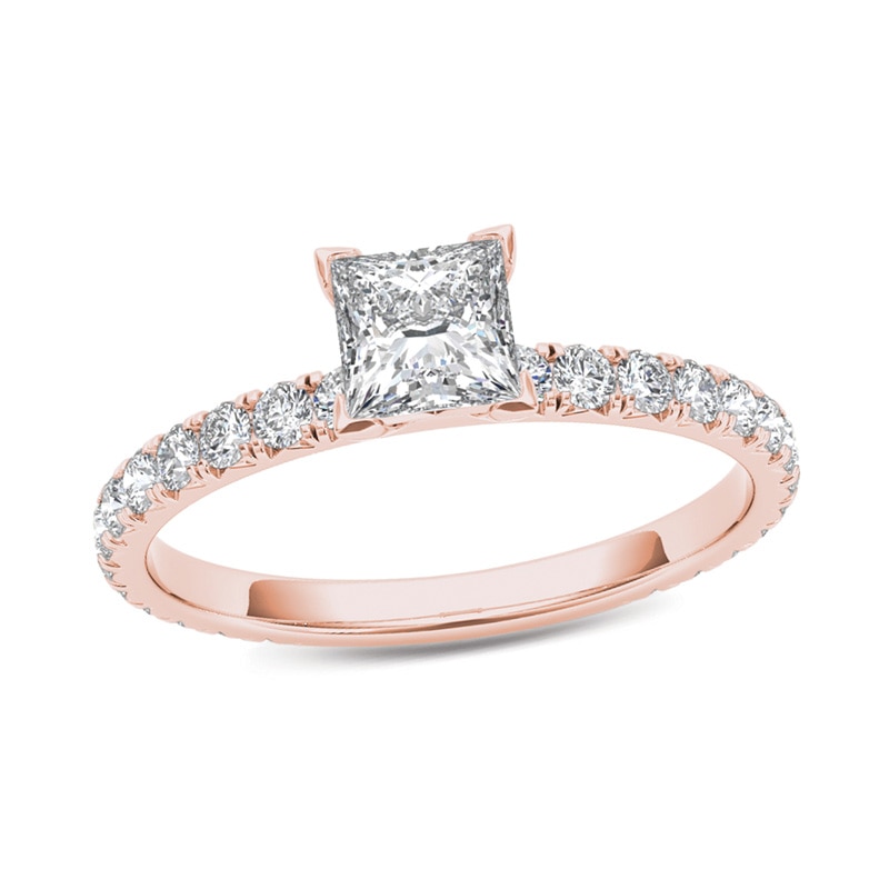 1 CT. T.W. Princess-Cut Diamond Engagement Ring in 14K Rose Gold